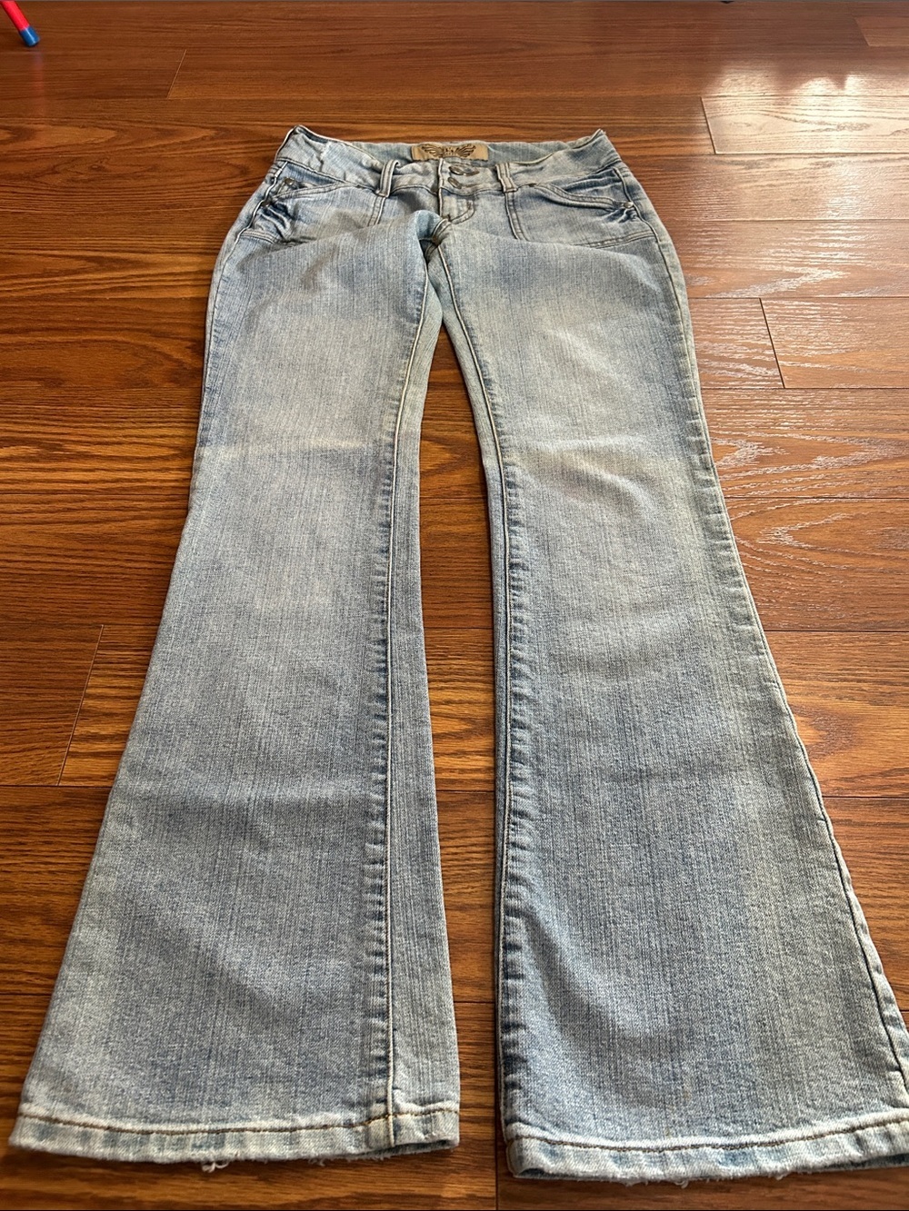 Y2K Vintage Ultra Low Rise Hint Light Wash Women's 3 Flare Jeans - Light Blue